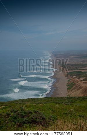 beach view from point Reyes lighthouse hill side