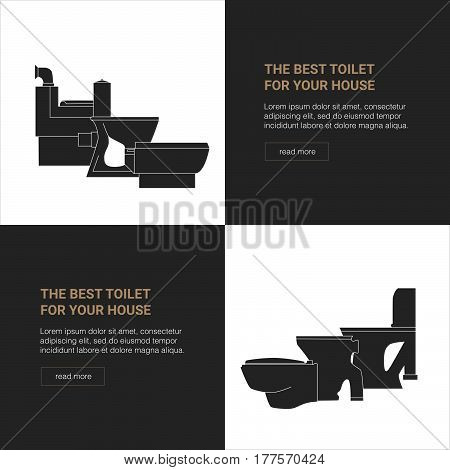 Shop toilets web banner. Toilet Seats vector icon.