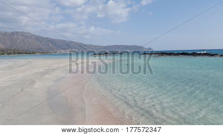 Beach with pink sand on the Island of Crete