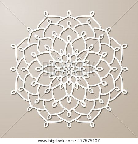 Vector Stencil Lacy Round Ornament Mandala With Carved Openwork Pattern. Template For Interior Desig