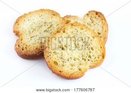Round Rusks With Spices Isolated On White Background