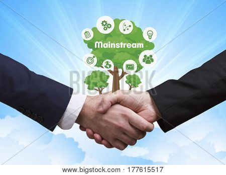 Technology, The Internet, Business And Network Concept. Businessmen Shake Hands: Mainstream