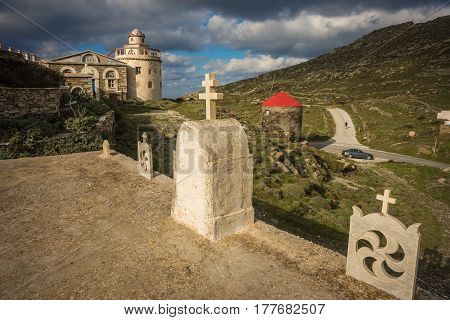Small Church At  Side Of Road Near Isternia At Tinos