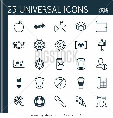 Set Of 25 Universal Editable Icons. Can Be Used For Web, Mobile And App Design. Includes Elements Such As Work Phone, Mocha, Kine And More.