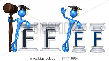 Education Lawyer Leaning On A Letter F The Original 3D Character Illustration
