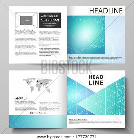 Business templates for square design bi fold brochure, magazine, flyer, booklet or annual report. Leaflet cover, abstract flat layout, easy editable vector. Chemistry pattern, connecting lines and dots, molecule structure, medical DNA research. Medicine c