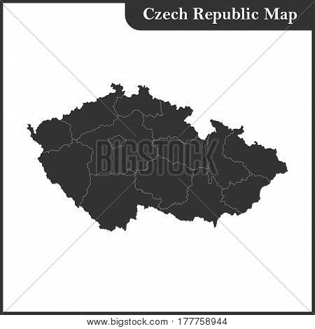 The detailed map of the Czech Republic with regions