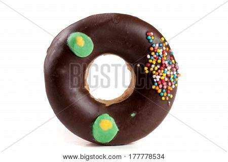 one glazed donut isolated on white background.