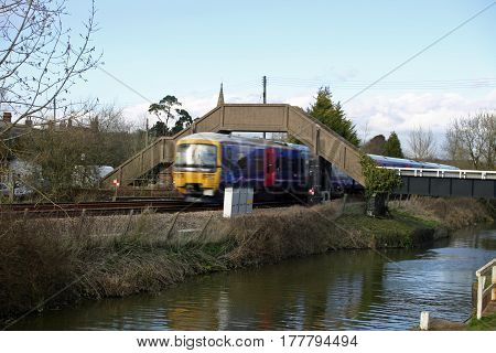 Canal, Railway And Train