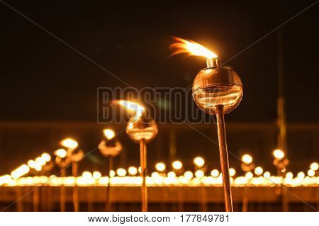 Closeup Candle To Pay Respect To Lord Buddha On Makabucha Day
