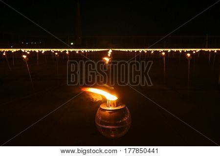 Closeup Candle To Pay Respect To Lord Buddha On Makabucha Day