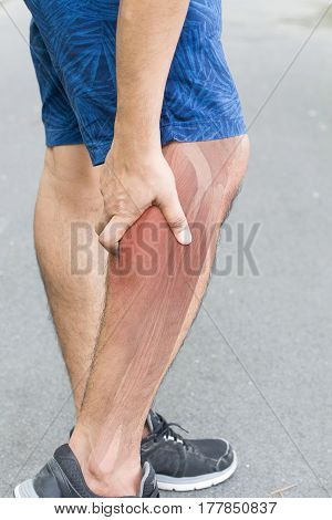 calf muscle pain white background calf injury