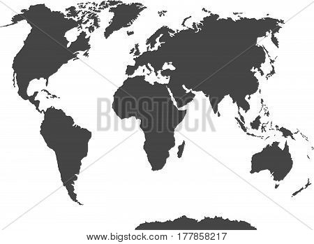 Blank World Map Isolated On White Background