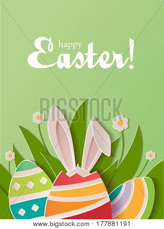 Happy Easter greeting card. A realistic vector image that simulates paper.