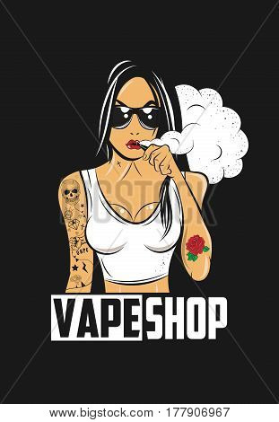 Vape Girl. Poster art  For Vape Shop