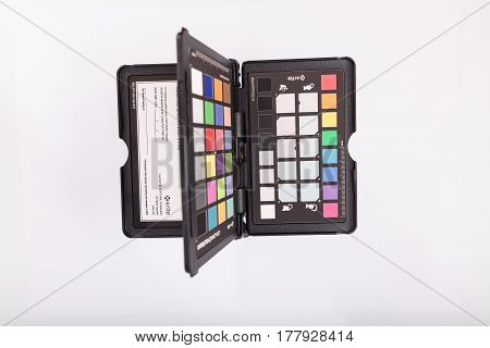 Gomel, Belarus - 23 March 2017: X-rite Color Checker Passport.