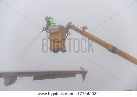 De-icing of the airplane weather, aircraft airport