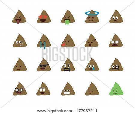Set of shit emoticon vector isolated on white background. Emoji vector. Smile icon set. Emoticon icon web.