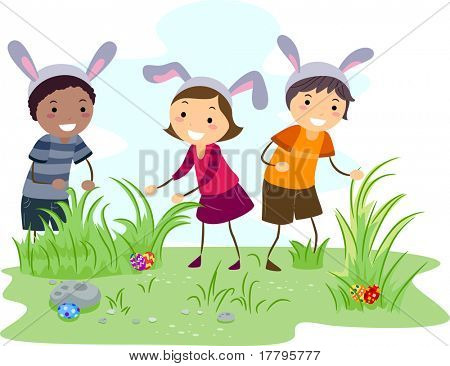 Иллюстрация детей на пасхальное яйцо Хант