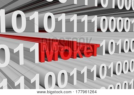 Moker presented in the form of binary code 3d illustration