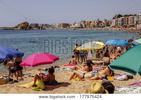 Blanes Barcelona Spain - June 14 2013: Blanes is a town in Catalonia and most popular holiday resorts on the Costa Brava. It is 60 km from Barcelona and therefore easily accessible