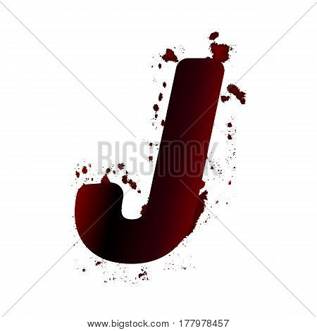 Dirty Bloody Letter J With Spots. Grunge Alphabet. Scary Letters For Halloween