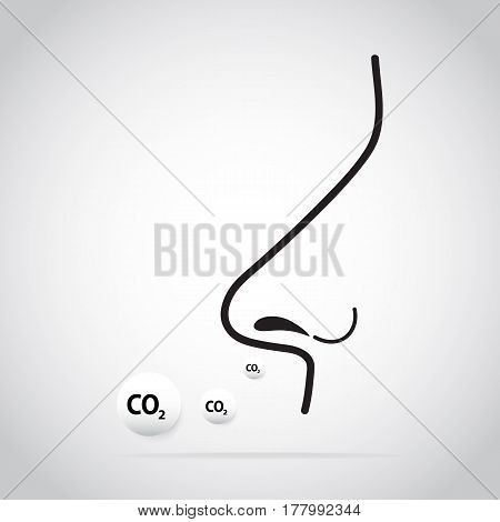 Breathing with carbon dioxide icon dangerous breathing concept