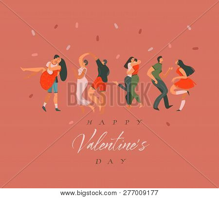 Hand Drawn Vector Abstract Cartoon Modern Graphic Happy Valentines Day Concept Illustrations Art Car