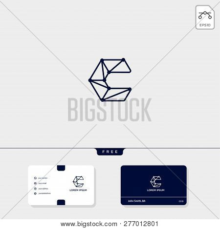 Initial C, Cc Outline Creative Logo Template And Business Card Design Template Include. Vector Illus