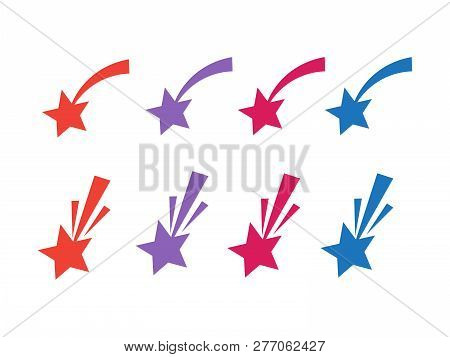 Shooting Stars. Falling Star Silhouettes. Star With Trail