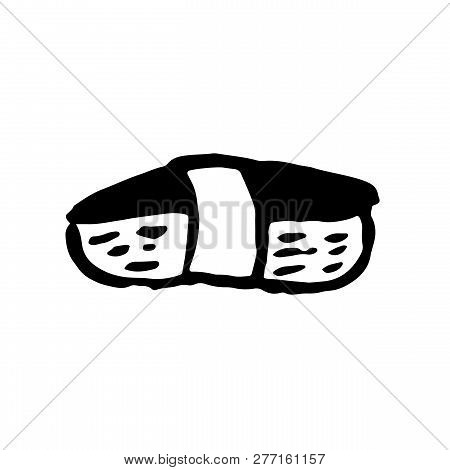 Hand Drawn Grunge Ink Brush Susi. Japanese Kitchen Modern Vector Illustration.