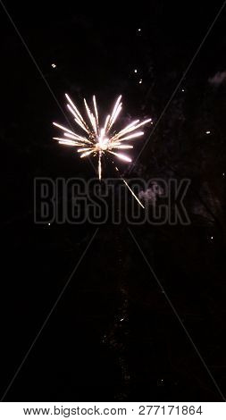 Colorful Fireworks On Black Background Holiday Concept Festival