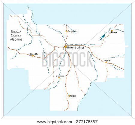 Detailed And Large Map Of Bullock County In Alabama, Usa