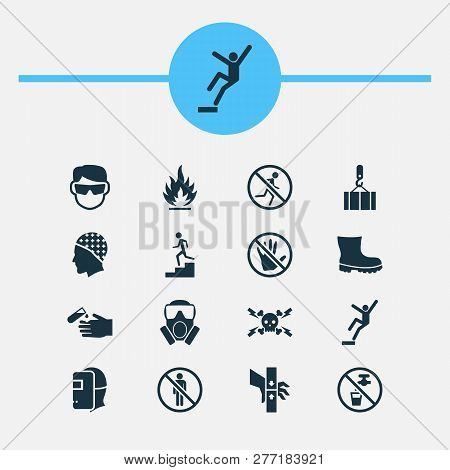 Sign Icons Set With Staircase, Headwear, Downfall And Other Drinkable Elements. Isolated Vector Illu