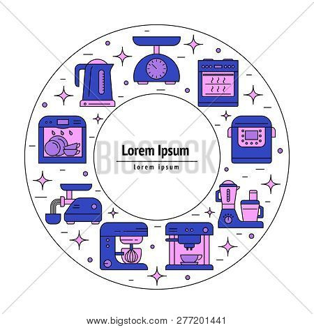 Kitchen Utensils And Household Appliances Linear Icons