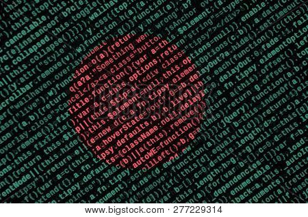 Bangladesh Flag  Is Depicted On The Screen With The Program Code. The Concept Of Modern Technology A