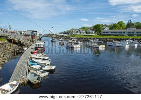 Ogunquit, Me, Usa - May 21, 2017: Fishing Boat In Perkins Cove In Ogunquit, Maine, Usa.