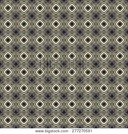 Retro Geometric Pattern In Repeat. Fabric Print. Seamless Background, Mosaic Ornament, Vintage Style