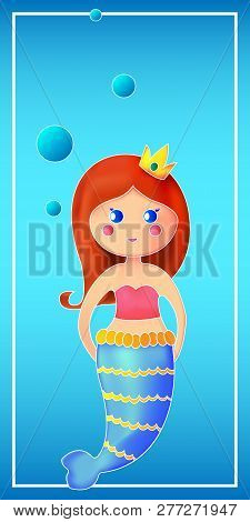 Mermaid Princess Undine Bookmark Concept Magazine, Book, Poster, Abstract, Element. Vector Illustrat