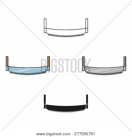 Two-man Saw Icon In Cartoon Style Isolated On White Background. Sawmill And Timber Symbol Stock Vect