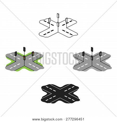 Korean Rossroads Icon In Cartoon Style Isolated On White Background. South Korea Symbol Stock Vector