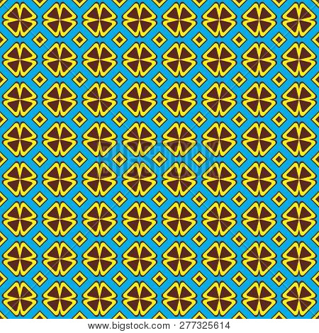 Retro Geometric Pattern In Repeat. Fabric Print. Seamless Background, Mosaic Ornament, Vintage Style