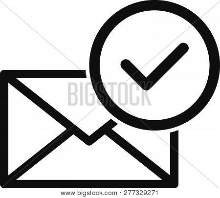 Envelope With Approved Document Thin Line Icon.
