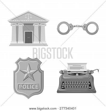 Isolated Object Of Law And Lawyer Symbol. Set Of Law And Justice Vector Icon For Stock.