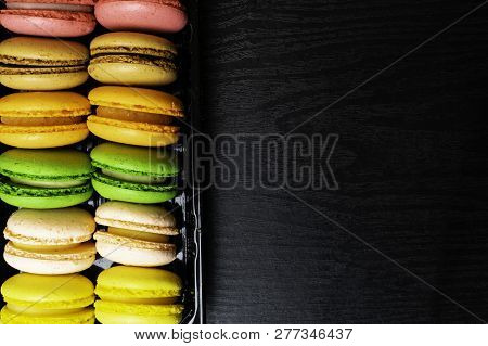 The Many Sweet Colorful Macaroons In Box