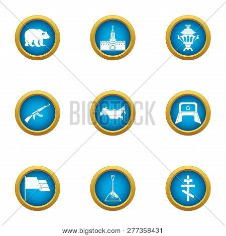 Russian Citizen Icons Set. Flat Set Of 9 Russian Citizen Icons For Web Isolated On White Background