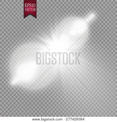 Vector Transparent Sunlight Special Lens Flare Light Effect. Sun Flash With Rays And Spotlight