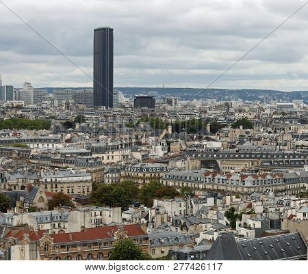 Paris, France - August 20, 2018: Urban Panorama Of Paris In France With Montparnasse Tower And More 
