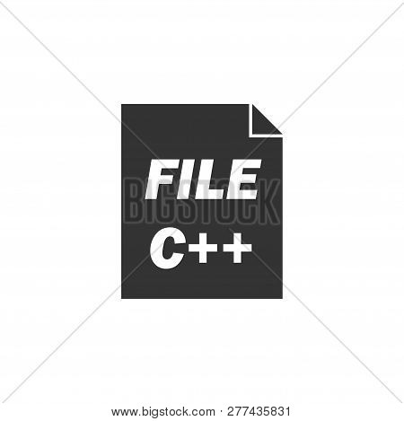 C File. Black Icon Flat On White Background