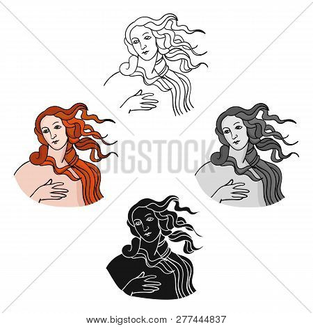 Italian Goddess Of Love Icon In Cartoon Style Isolated On White Background. Italy Country Symbol Sto